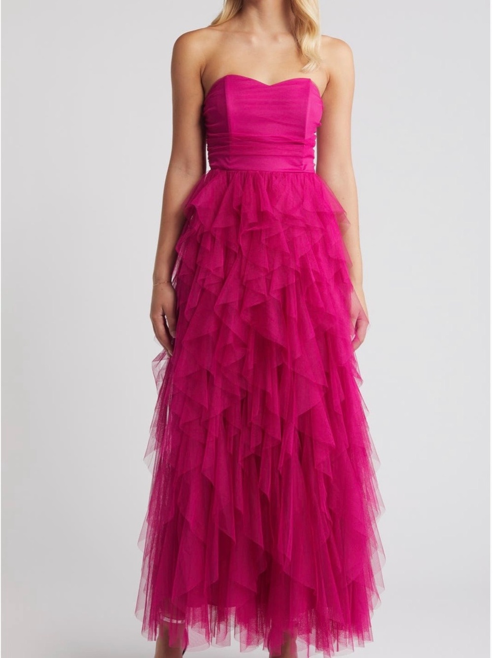 Chelsea28 (Nordstrom) Strapless Ruffled Tulle Gown